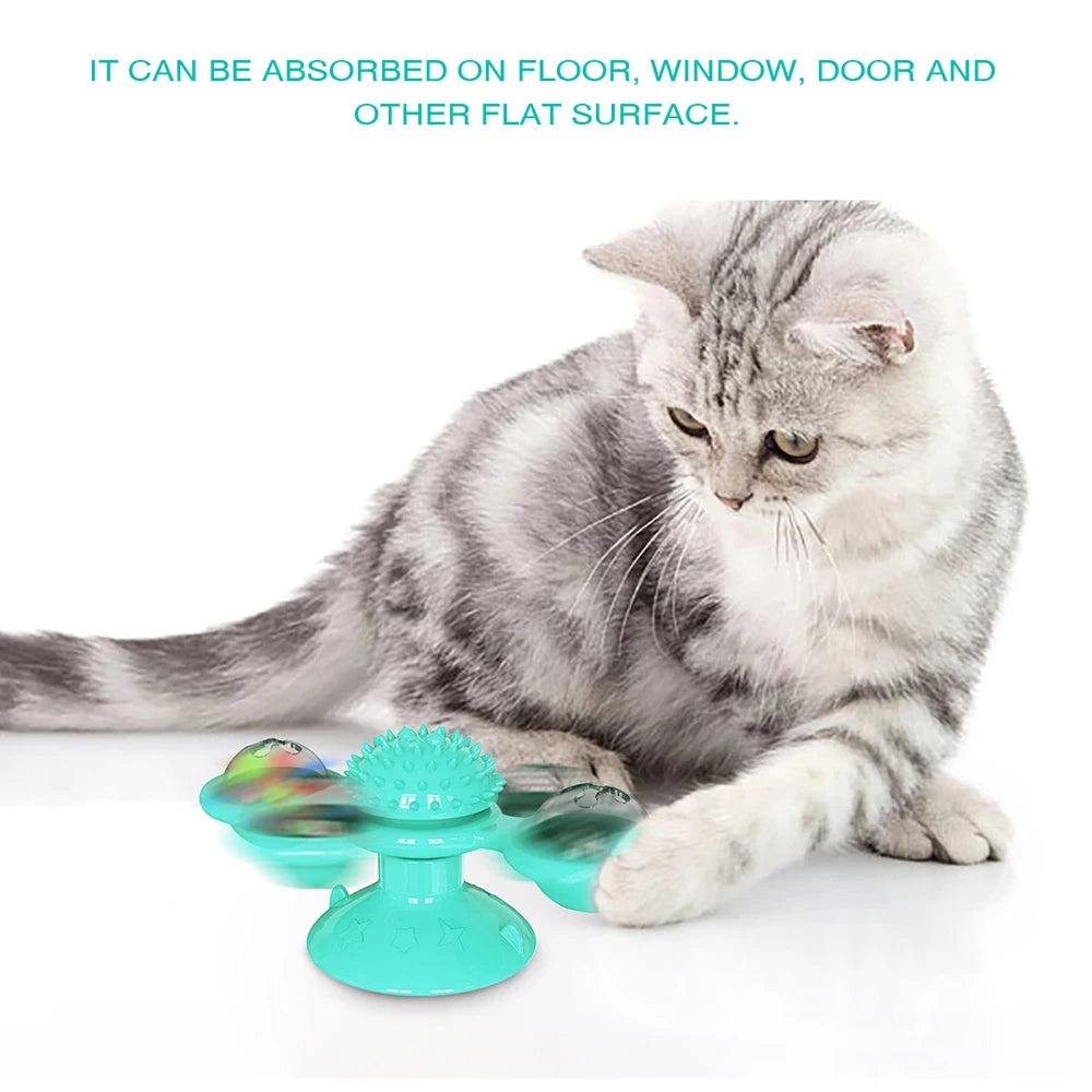 Cat Windmill Toy Funny Rotatable Cat Toys With Catnip LED Ball
