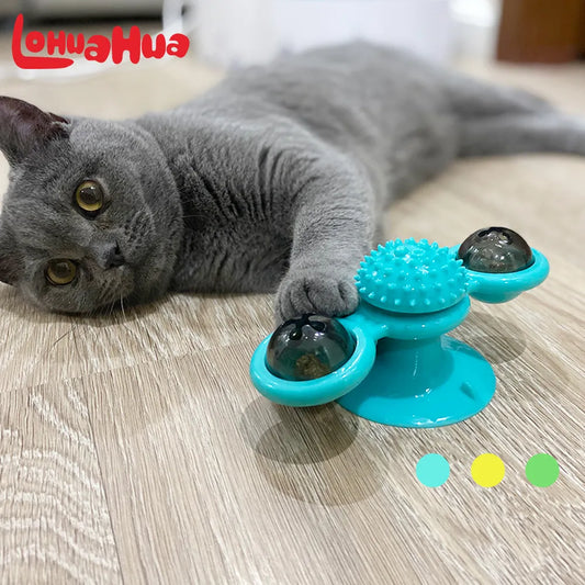 Cat Windmill Toy Funny Rotatable Cat Toys With Catnip LED Ball