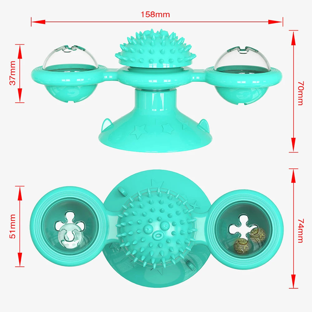 Cat Windmill Toy Funny Rotatable Cat Toys With Catnip LED Ball