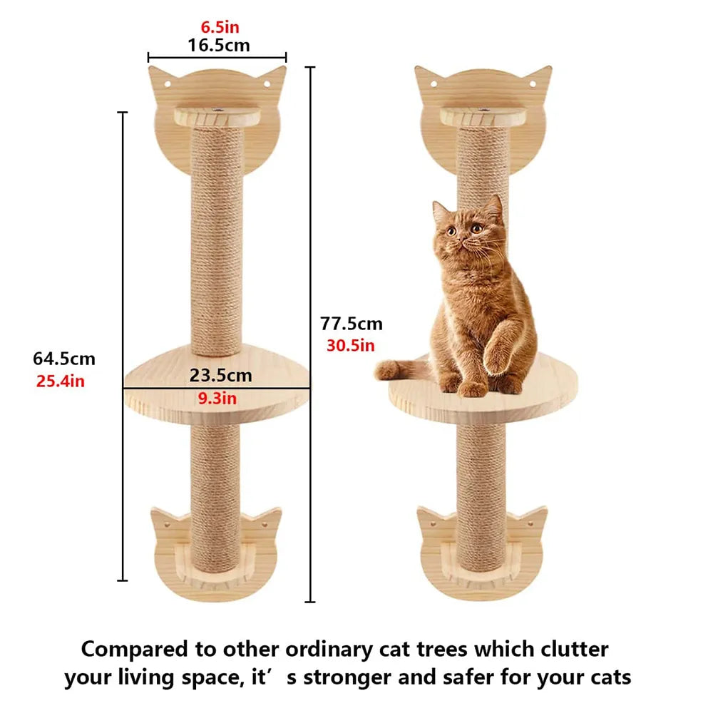 Cat Activity Tree With Scratching Posts Perch   Wall Mounted