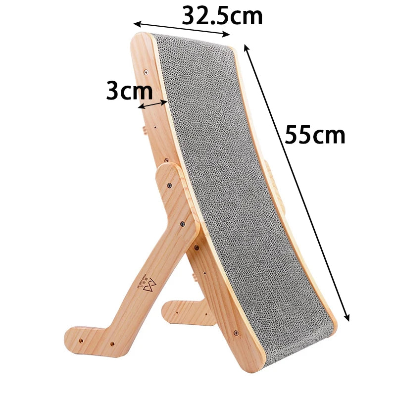 3 In 1 Wooden Cat Scratcher Board Detachable Lounge Bed